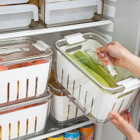 家用冰箱專用收納盒 家用廚房水果蔬菜瀝水籃 密封保鮮盒冷凍帶蓋