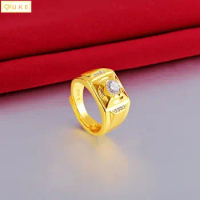 Zircon Pure Copy Real 18k Yellow Gold 999 24k Pineapple Pattern Men's Ring Jewelry Never Fade Jewelry