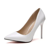 HOT Plus Size 34-44 HOT Women Shoes Pointed Toe Pumps Patent Leather Dress High Heels Boat Shoes Wedding Shoes Zapatos Mujerd76
