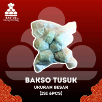 BAKSO Tusuk Akang Ukuran Besar Isi 6 Pcs dengan Saus, Kecap, dan Sambal Dadakan - Food, Meat, Daging