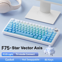 คีย์บอร์ดเกมมิ่งไร้สาย AULA F75Pro แบบติดตั้งปะเก็น RGB ปรับแต่งได้ 75% รูปแบบปุ่มกด PBT สลักด้านข้า