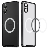 Magnetic Magsafe Case For Sony Xperia 5 V Aluminum Alloy Bumper Back Metal Case Cover Xperia 1 V/Xperia 5 V Camera Len Protect