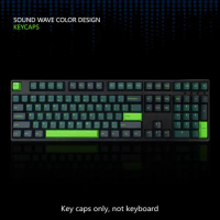 1 Set Sound Wave Color Design PBT Double Shot Key Caps For MX Switch Mechanical Keyboard Cherry Profile Black Green Keycap