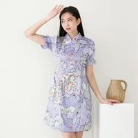 C2W Clothtowear Cheongsam Dress Batik Modern CNY 913-ARL Purple