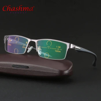 CHASHMA Progressive Multifocal glasses Photochromic reading glasses Flexible Temples Legs Half Frame Male Presbyopia
