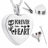 Cremation jewelry for ashes rose flower pendant necklace souvenir perfume bottle woman necklace urn jewelry-Forever in my heart