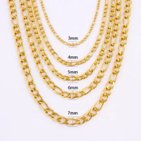 Gold Color Stainless Steel Link Figaro Chain for Pendant Necklace 5 cm Extender Chain Tail Tag DIY Jewelry Gift Neck Accessories