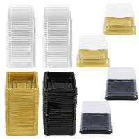 50pcs Plastic Square Moon Cake Boxes Egg-Yolk Puff Container Golden Packing Box Square Blister Egg Yolk Candy Box