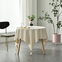 日式純色圓桌桌布正方形餐桌布棉麻圓形茶幾桌布辦公會議桌布