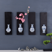 墻上裝飾品創意青花瓷花瓶墻壁裝飾掛件背景墻上花盆裝飾擺件墻面