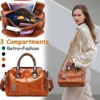 Crossbody Leather Bag 2022 New Export European Boston Women's Shoulder Bag Soft Leather Large Totes One Piece Delivery