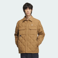 【adidas 愛迪達】羽絨外套 男款 運動外套 三葉草 LIGHTWEIGHT DOW 卡其 JD3748