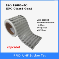 20PCS UHF RFID Wet Inlay Tag 18000-6C 860-960MHz RFID UHF Sticker Label Impinj M730 Chip Electronic label 915 MHz High Quality