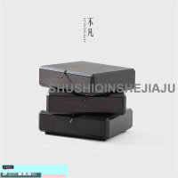 免運配送 床頭櫃 儲物櫃斗櫃 床頭柜可旋轉現代簡約臥室床邊柜儲物柜三抽高級感意式極簡黑色柜