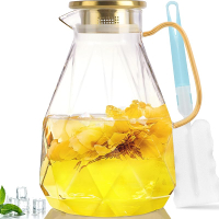 Yirilan Glass Pitcher 2.2 Liter Water Pitcher With LidIced Tea Pitcher for FridgeGlass Water Carafe