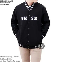 MND Jaket Bomber Baseball Jaket Baseball Pocket Jaket Bomber Varsity HITAM M