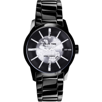 RELAX TIME RT62系列 人動電能地球腕錶-銀x黑/45mm