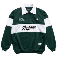 Sweater Half Zipper Rugby Kombinasi Hijau