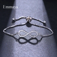 EMMAYA Trendy 8 Shape Infinity Charm Bracelets For Women 3 Colors Clear Cubic Zirconia Inlay Bracelets Adjustable Gift