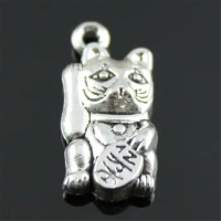 10pcs Cat Charms For Attracting Money Charm Lucky Cat To Attract Money 2 Colors Chinese Lucky Cat Charms 11x23mm