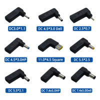 PD 65W Laptop Power Charger Adapter Type-C Female to DC Male Plug Square 7.4*5.0mm for Lenovo HP Dell Asus Notebook Connector