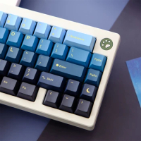 ZHIY 129 Keys Moonrise Keycap PBT Cherry Profile Dye Sublimation Black Blue Gradient Keyboard Keycap For MX Switch GK61 C64 IK75