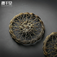 穗千堂仿竹編手工純銅網格杯墊 壺承隔熱防燙墊 蒸瀝水防滑墊壺墊