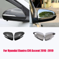 For Hyundai Elantra I30 Accent 2016 -2019 ABS Chrome carbonfibr Rear view Rearview Side glass Mirror Cover trim frame