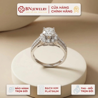 Nhẫn Platinum thiết kế Halo Cadence BN JEWELRY | 6.5 ly