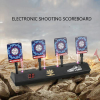 Electronic Scoring Shooting Targets, 4 Targets LED Light &amp; Shooting Sounds Effect Auto Reset Digital Targets for Toy Guns