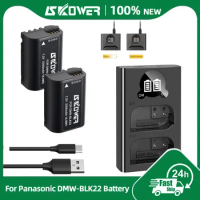 SKOWER 2350mAh DMW-BLK22 Camera Battery For Panasonic LUMIX DC-S5 S5 IIX S5M2 S5M2X GH5 II GH5M2 GH6 G9 II With LCD Dual Charger