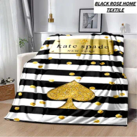 Fashion Art Print K-Kate-Spade Logo Blanket Living Room Sofa Noon Break Plush Sleeping Blanket Luxury Bedroom Flannel Sheet Gift