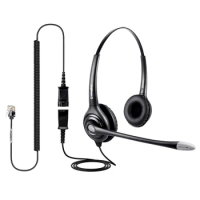 Call Center Binaural Headset with QD cable Headphone with 4-Pin RJ9 Crystal connector