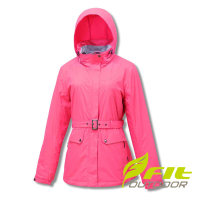 【Fit 維特】女-Tricot裡防潑保暖抗風外套-粉桔色 GW2303-22(防風衣/長版外套/防水外套/保暖外套/連帽外套)