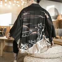 日式和服（男） 古道袍 中式唐裝改良漢服羽織中國風道袍古風男裝仙氣和服日式和風外套潮【HH14362】