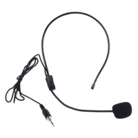 Black Threaded 3.5mm Microphone Head Wear Guide Condenser Mic Loudspeaker Tour Guide Teaching Lecture