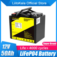 LiitoKala 12v 50ah lifepo4 battery pack 12.8v lifepo4 lithium battery pack12v 50ah LiFePO4 battery Iron phosphate battery