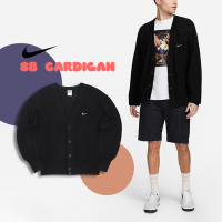 Nike 針織外套 SB Cardigan 男女款 小勾 刺繡 混羊毛 V領 黑 白 寬鬆 DQ6307-010