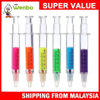 Wenbo [6-in-1] Pack Syringe Highlighter Pen Creative Needle Tube Designed Multicolor Syringe Highlig