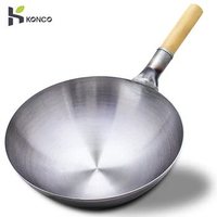 32/34/36cm Iron Wok Chinese Traditional Handmade Large Wok Household Cooking Pot Wooden Handle Wok Kitchen Cookware