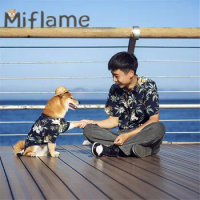 Miflame Hawaii Beach Casual Shirt For Dog And Owner Matching Outfits Schnauzer Shiba Inu Beagle Matching Pet and Owner Clothes