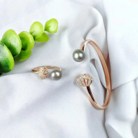 Set Gelang dan cincin Mutiara Lombok Asli model kerang