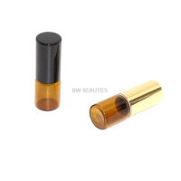 2ml 3ml glass roll on bottle with stainless steel roller ball,roll-on bottle with black or gold cap essential oil bottle