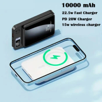 10000mAh Magnetic Qi Wireless Charger Power Bank 22.5W Mini Powerbank For iPhone Samsung Huawei Xiaomi Fast Charging