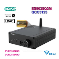 ES9038Q2M DAC QCC5125 Bluetooth USB DAC Board APTX-HD LDAC JRC5532DD HIFI Sound Decoder Digital To Analog Audio Converter
