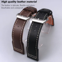 20mm 21mm 22mm Genuine Leather Calfskin Watchband Fit for IWC Pilot's Watches Series Mark 17/18 Men Watch Strap Belt Bracelet