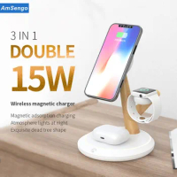 3 in 1 Magnetic Wireless Charger Stand For iPhone13 14 Pro Max For Apple Watch 8 15W Fast Charging Dock Station For Airpods Pro