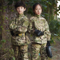 Children Military Uniform Tactical Combat Suits Jacket Pants Set Airsoft Camouflage 2pcs Kids Special Swat Army Suit Trainning