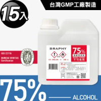 台灣GMP工廠製造75%酒精清潔液大容量1公升(15桶組)