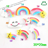 Bling Rainbow Slime Charm for kids cute Unicorn Cabochon Flatback Resin Charms for slime 20pcs DIY scrapbooking Star Cabochons